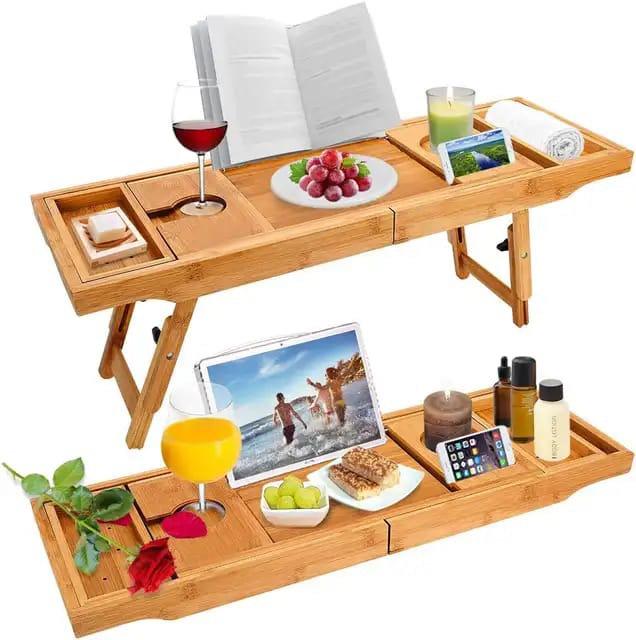 Expandable Bamboo Bathtub Caddy