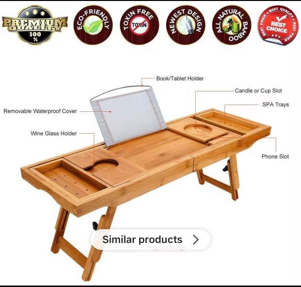Expandable Bamboo Bathtub Caddy