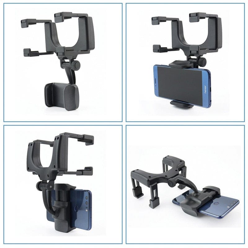 Roadview – Rearview Mirror Phone Mount with 360° Rotation & Telescopic Arm