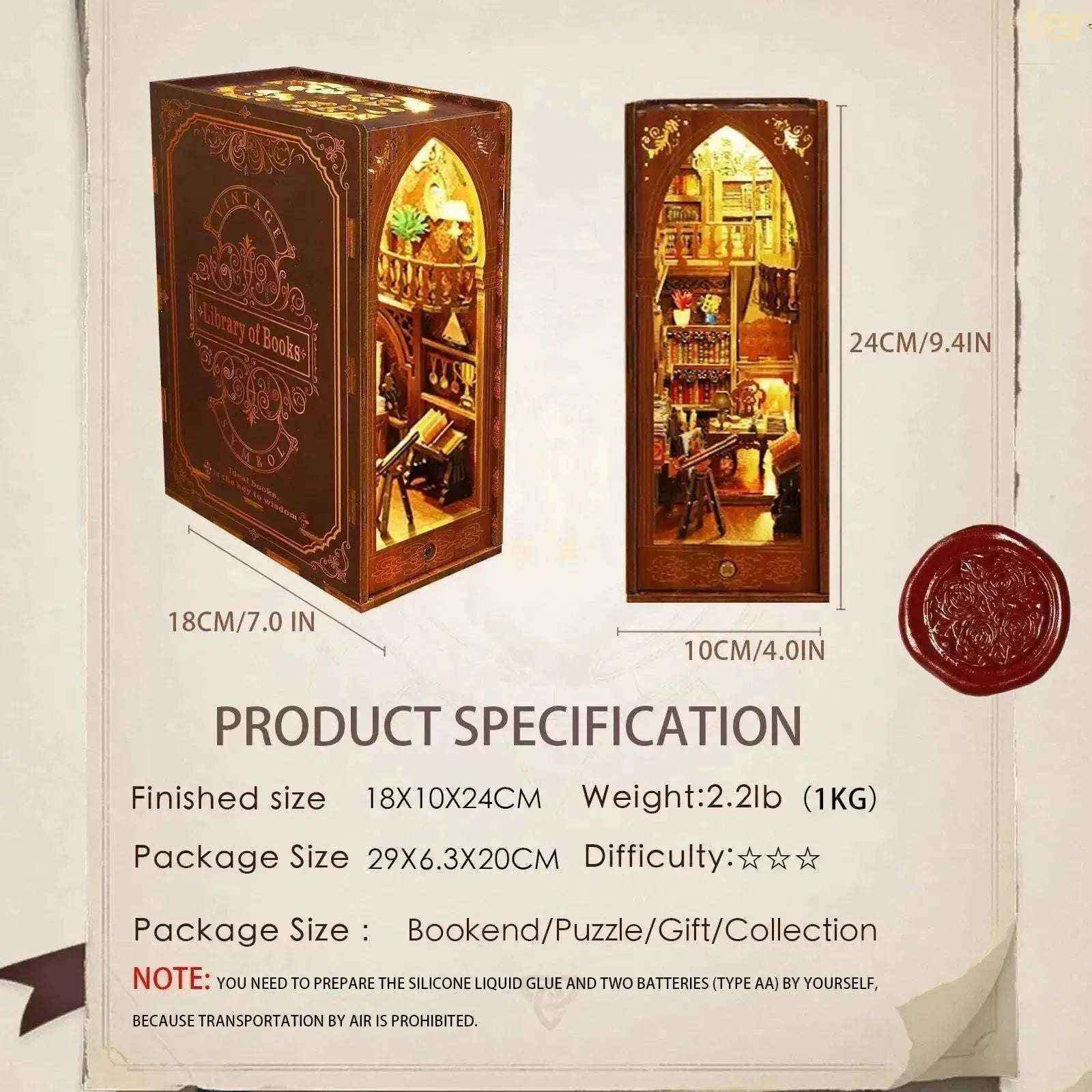 Library of Books DIY Book Nook Kit