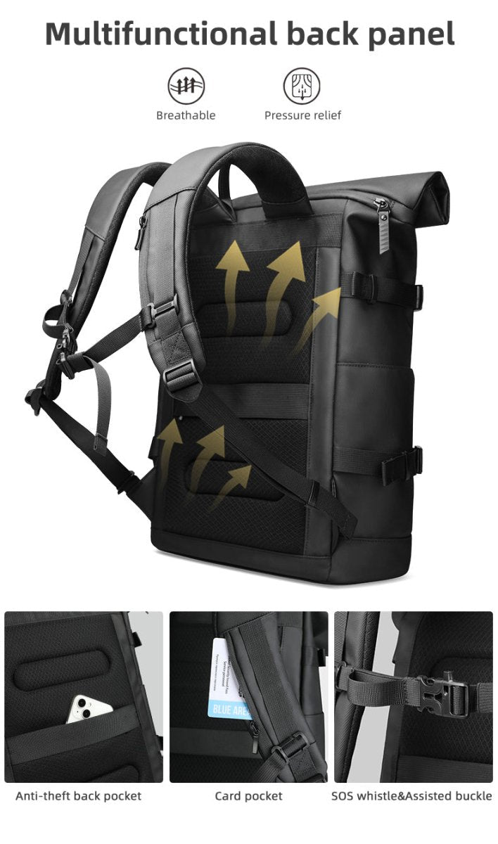 ROLLTRAIL Rolltop Backpack – Expandable 17" Laptop Bag, Waterproof, Anti-Theft, Outdoor & Travel-Ready