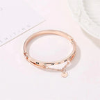 Roman Numeral Heart Dangle Cuff Bracelet