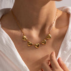Romantic Five Heart Pendant Necklace
