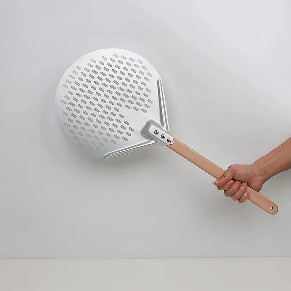 Round Pizza Turner Pizza Paddle with Wooden Handle Pizza Shovel