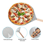 Round Pizza Turner Pizza Paddle with Wooden Handle Pizza Shovel