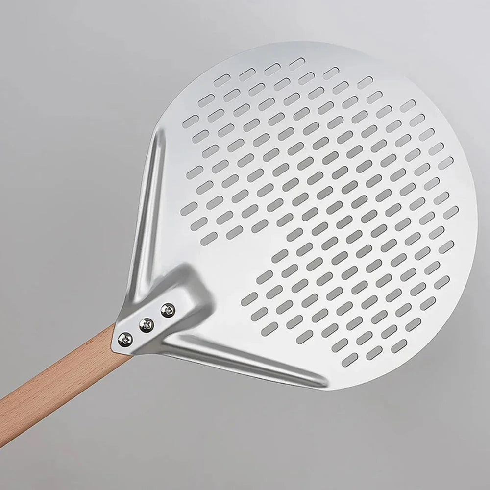 Round Pizza Turner Pizza Paddle with Wooden Handle Pizza Shovel