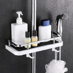 Bathroom Shelf Caddy for Shower Rod, No Drilling Pole Shower Storage Shelf Holder