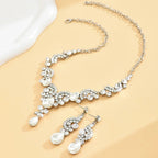 Rounded Diamond Glammer Necklace and Earrings Set