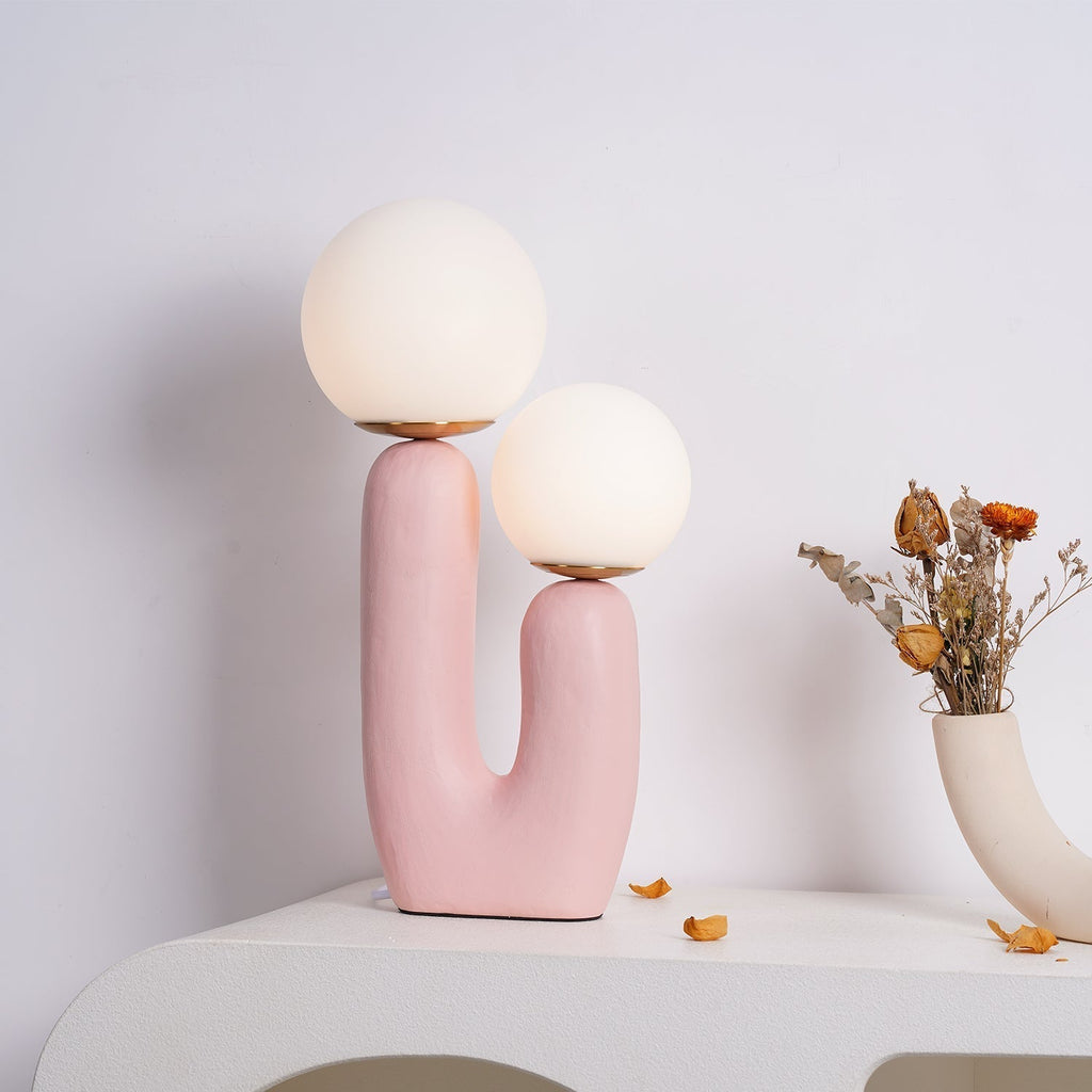Contemporary Style Table Lamp with Natural Accent