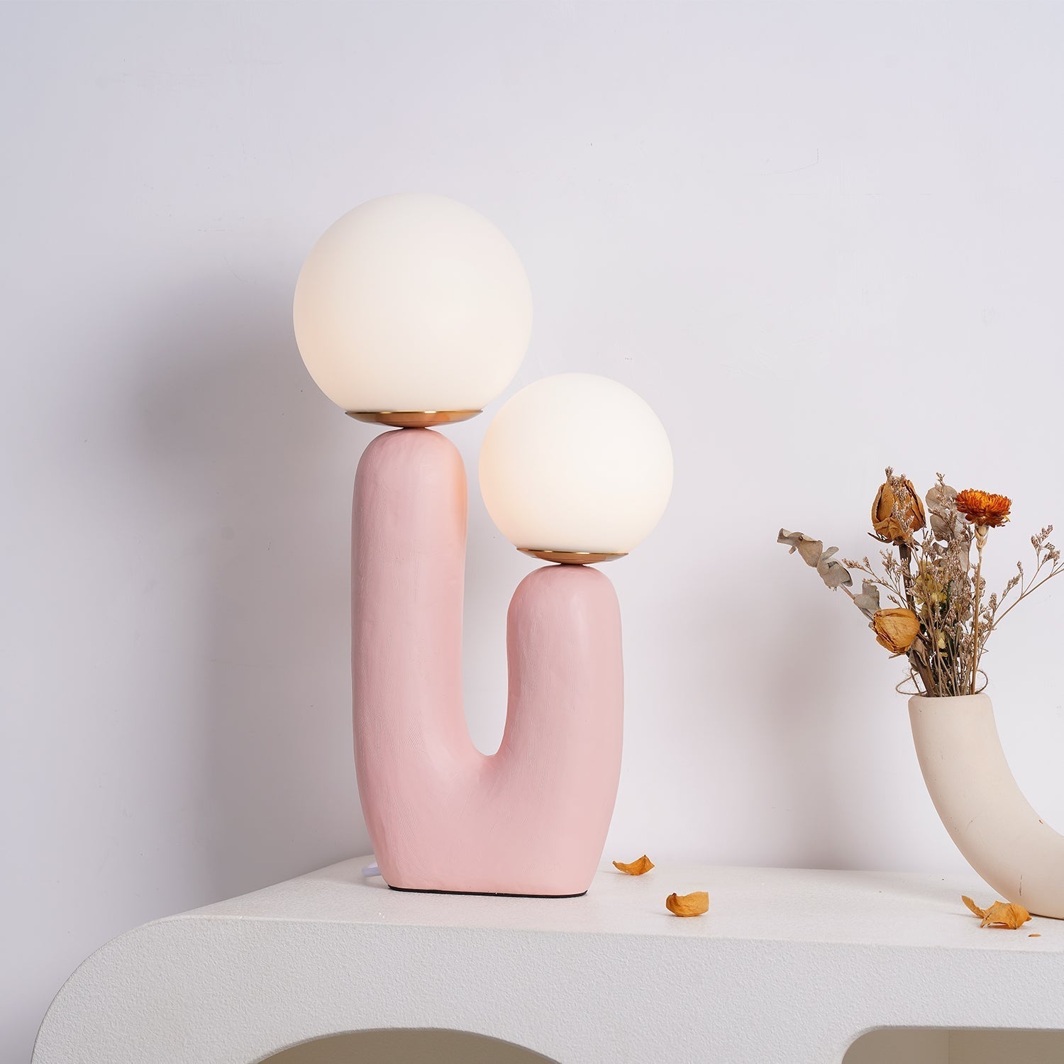 Contemporary Style Table Lamp with Natural Accent