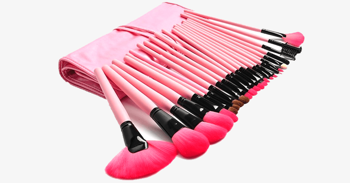 24-piece Pink Glory Brush Set with free case