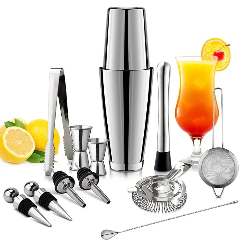 Stainless Steel Drink Shaker Set with Professional Accessories