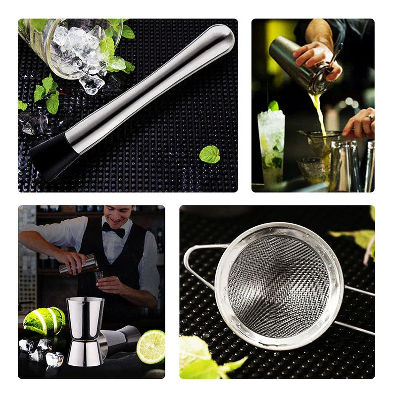 Stainless Steel Drink Shaker Set with Professional Accessories