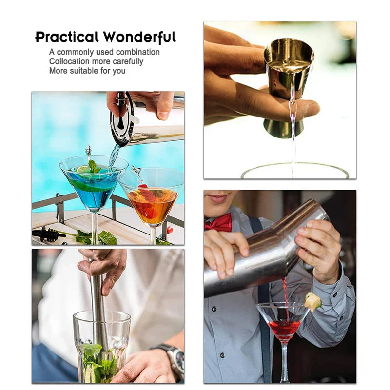 Stainless Steel Drink Shaker Set with Professional Accessories