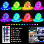 LED Light Strip, 30 m, 15 m, Music Synchronization, Bluetooth, 5050, RGB Ambient Light with Remote Control