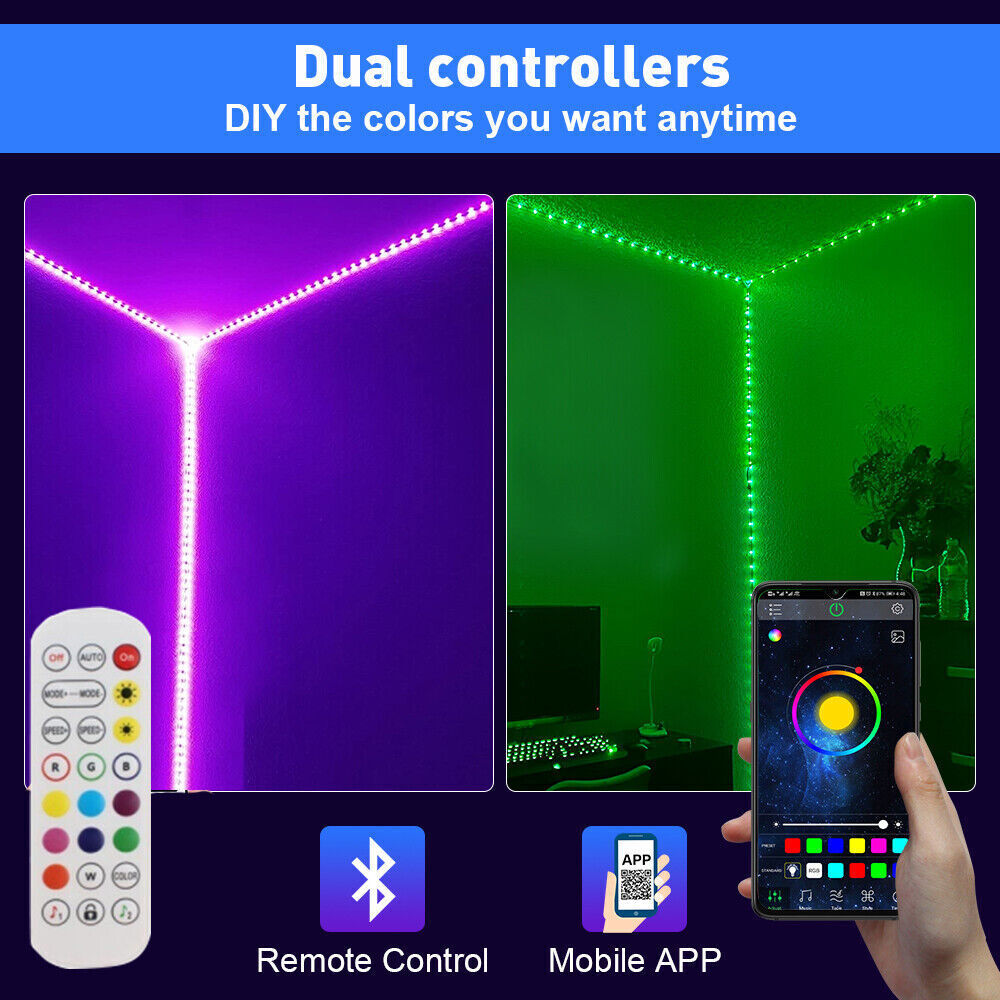 LED Light Strip, 30 m, 15 m, Music Synchronization, Bluetooth, 5050, RGB Ambient Light with Remote Control