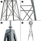 Windmill 8FT Metal Ornamental - Garden Decoration