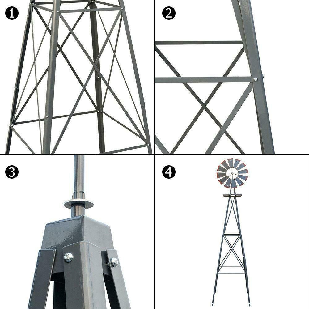 Windmill 8FT Metal Ornamental - Garden Decoration