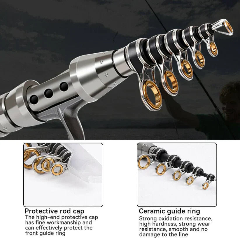 Carbon Fibre Telescopic Fishing Rod & Reel Set – Portable Fishing Kit for Sea & Freshwater