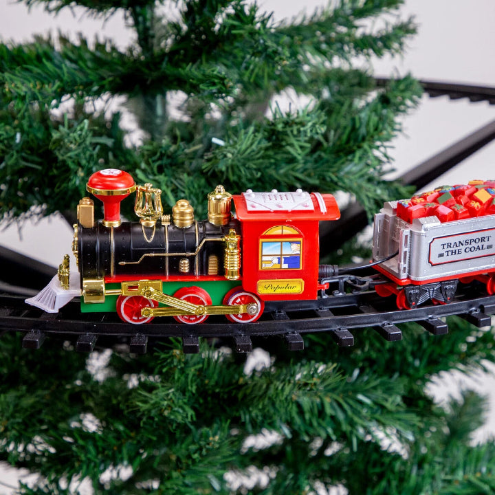 KerstExpress Tree Train – Riding Christmas Train with Light, Sound and Tree Holder