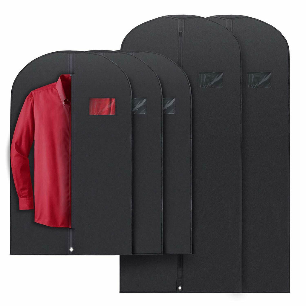 5 Premium Garment Bags - With Clear Window, Water-Resistant - 40"/54" inches