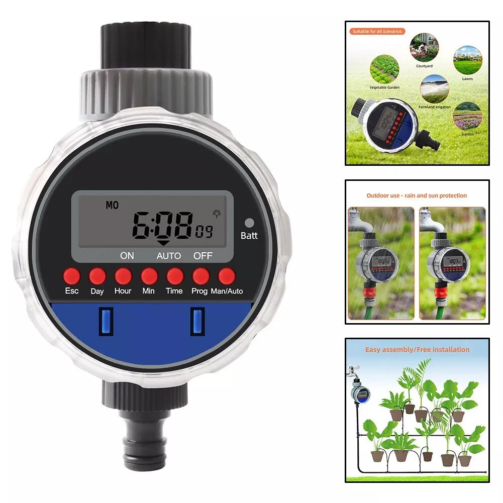 Digital irrigation clock with LCD display – Automatic garden irrigation for plants