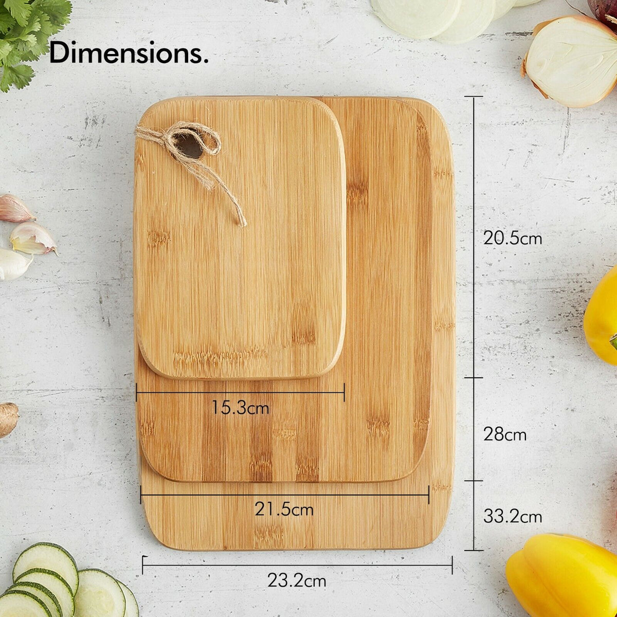Bamboo Cutting Board Set – 3-Piece Sustainable Cutting Boards for Kitchen