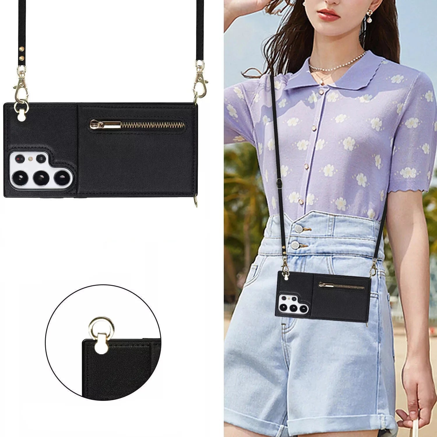 3in1 Phone Case with Card and Coin Pocket Crossbody Bag