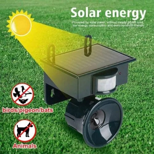 Bird deterrent and scarecrow with motion sensor for outdoor use