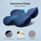OrthoSeat Memory Foam Seat Cushion – Coccyx, Sciatica & Lower Back Pain Relief Pillow