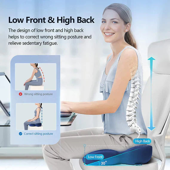 OrthoSeat Memory Foam Seat Cushion – Coccyx, Sciatica & Lower Back Pain Relief Pillow