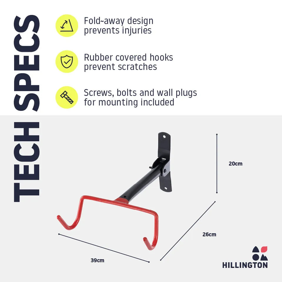 Folding Bike Wall Hook – Space-Saving Bike Hook with Protective Hooks