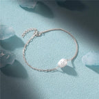 S925 Pearl Dainty Paperclip and Cuban Chain Bracelet