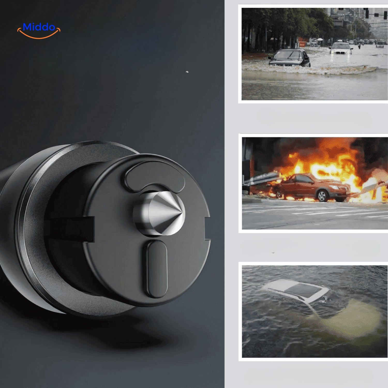 Élégance | 2-in-1 Emergency Tool | Window Breaker - Seat Belt Cutter - Compact