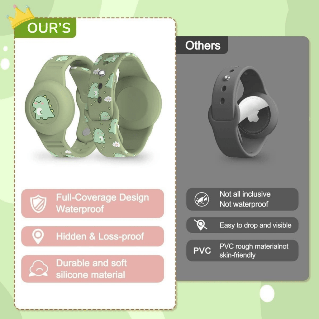 SAFESNUG – Kids’ Airtag Bracelet with Fun Dino Design