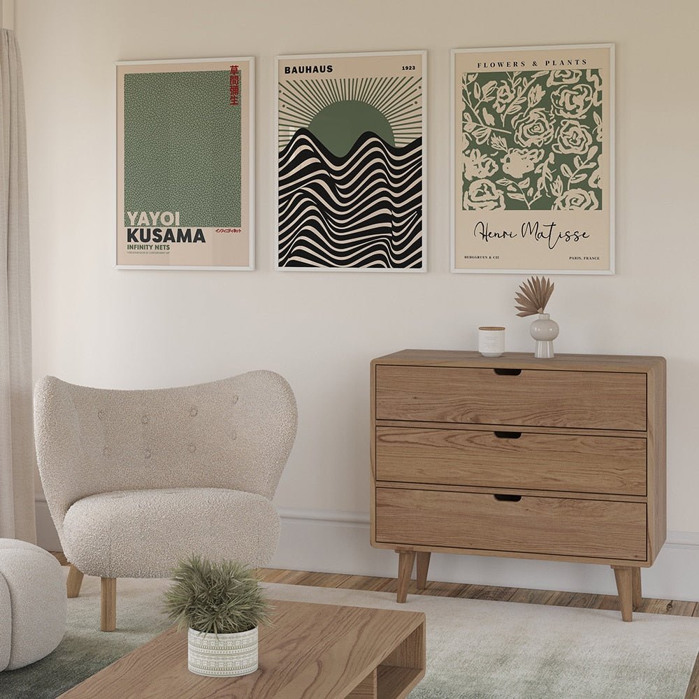 Sage Green Matisse Yayoi Kusama Exhibition Poster