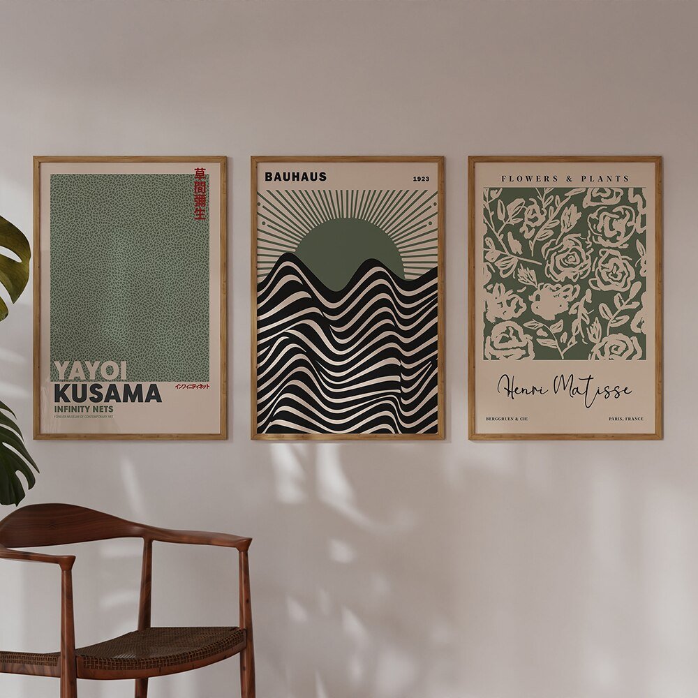 Sage Green Matisse Yayoi Kusama Exhibition Poster