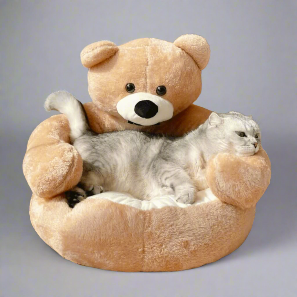 SAMIYA – Plush Cat Bed with Raised Edge for Comfort and Security
