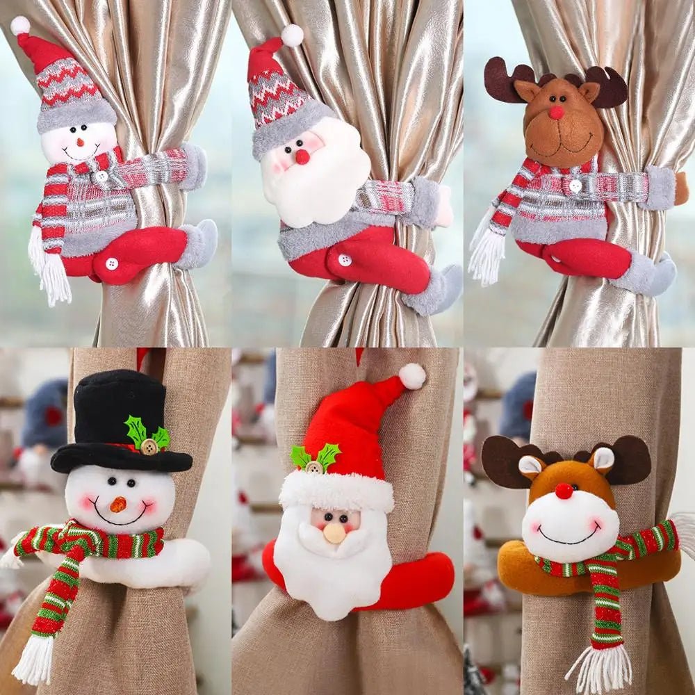 Santa & Elk Christmas Curtain Buckle – Festive Holiday Decor for a Merry Home