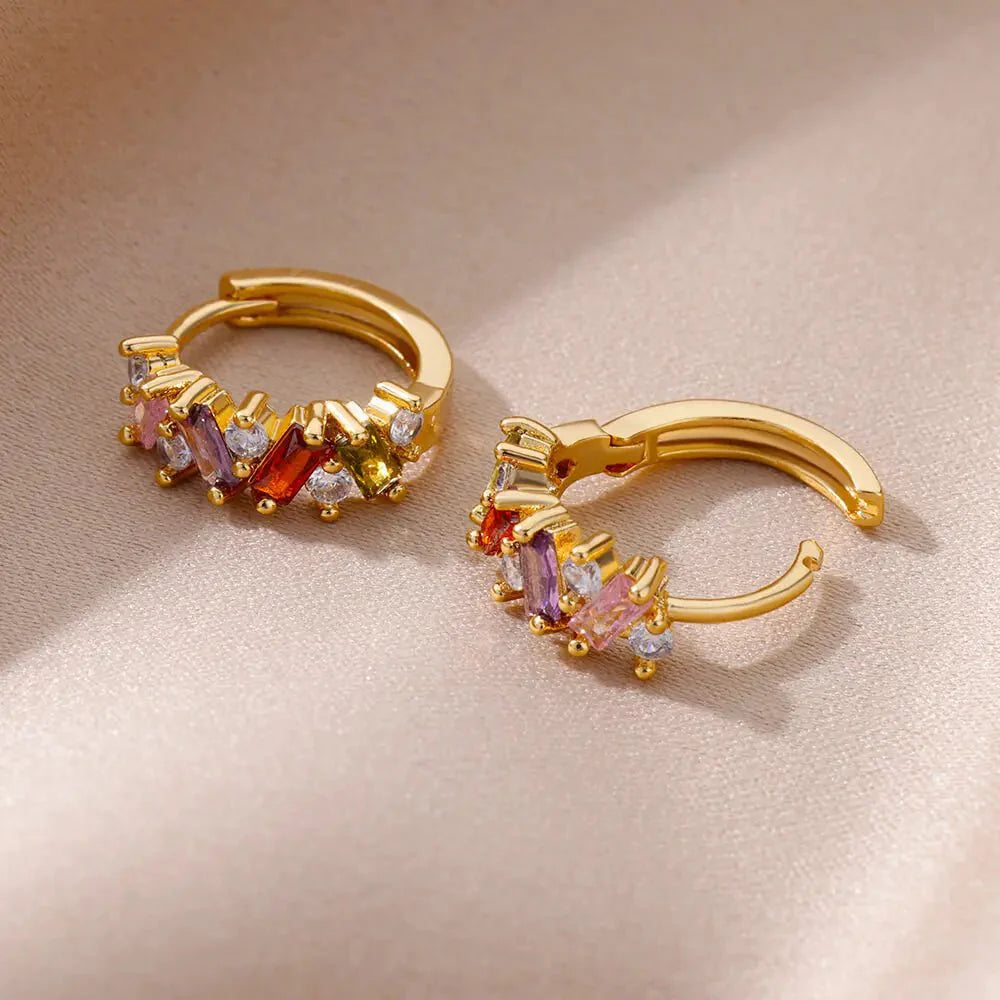 Scattered Diamonds Hoop Earrings