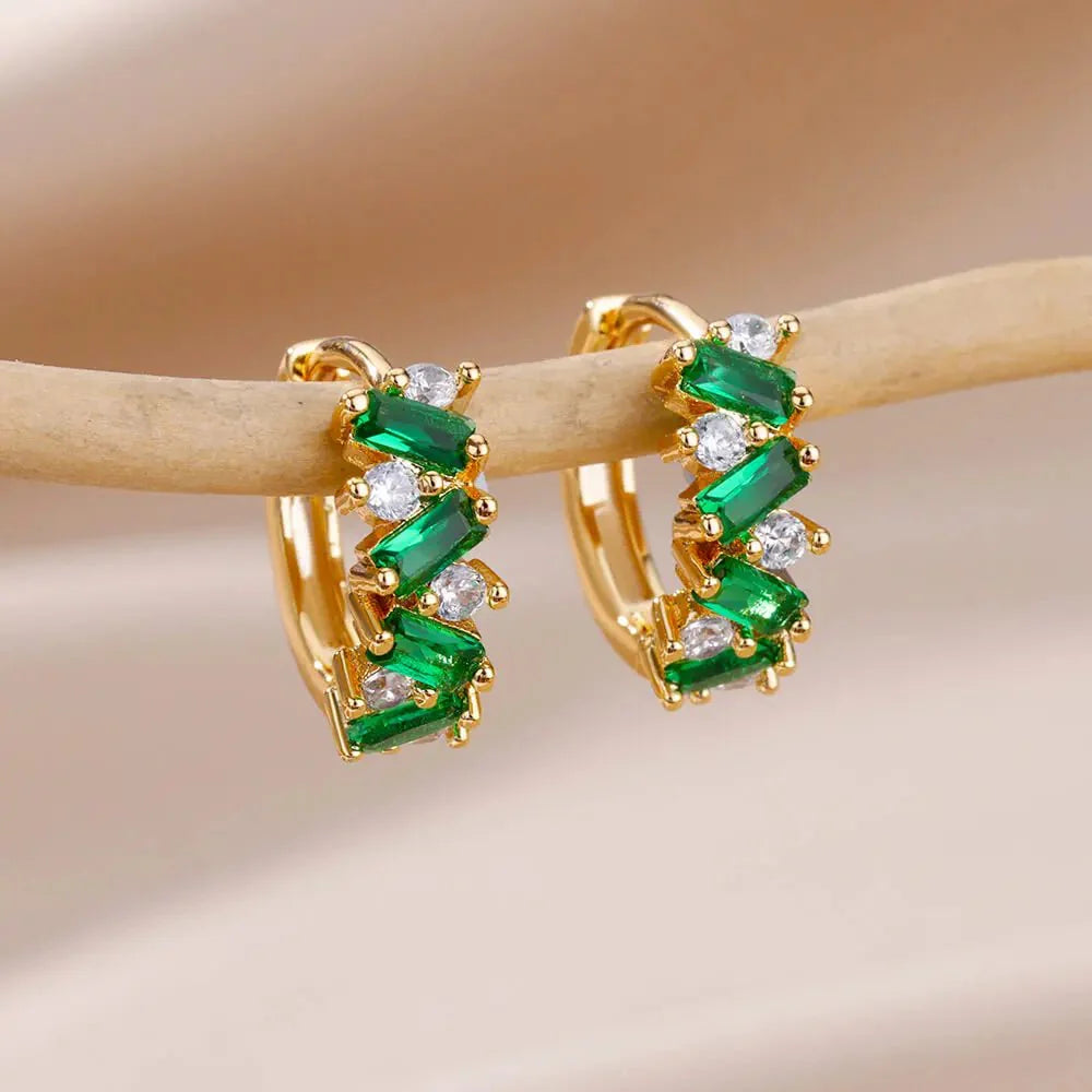 Scattered Diamonds Hoop Earrings