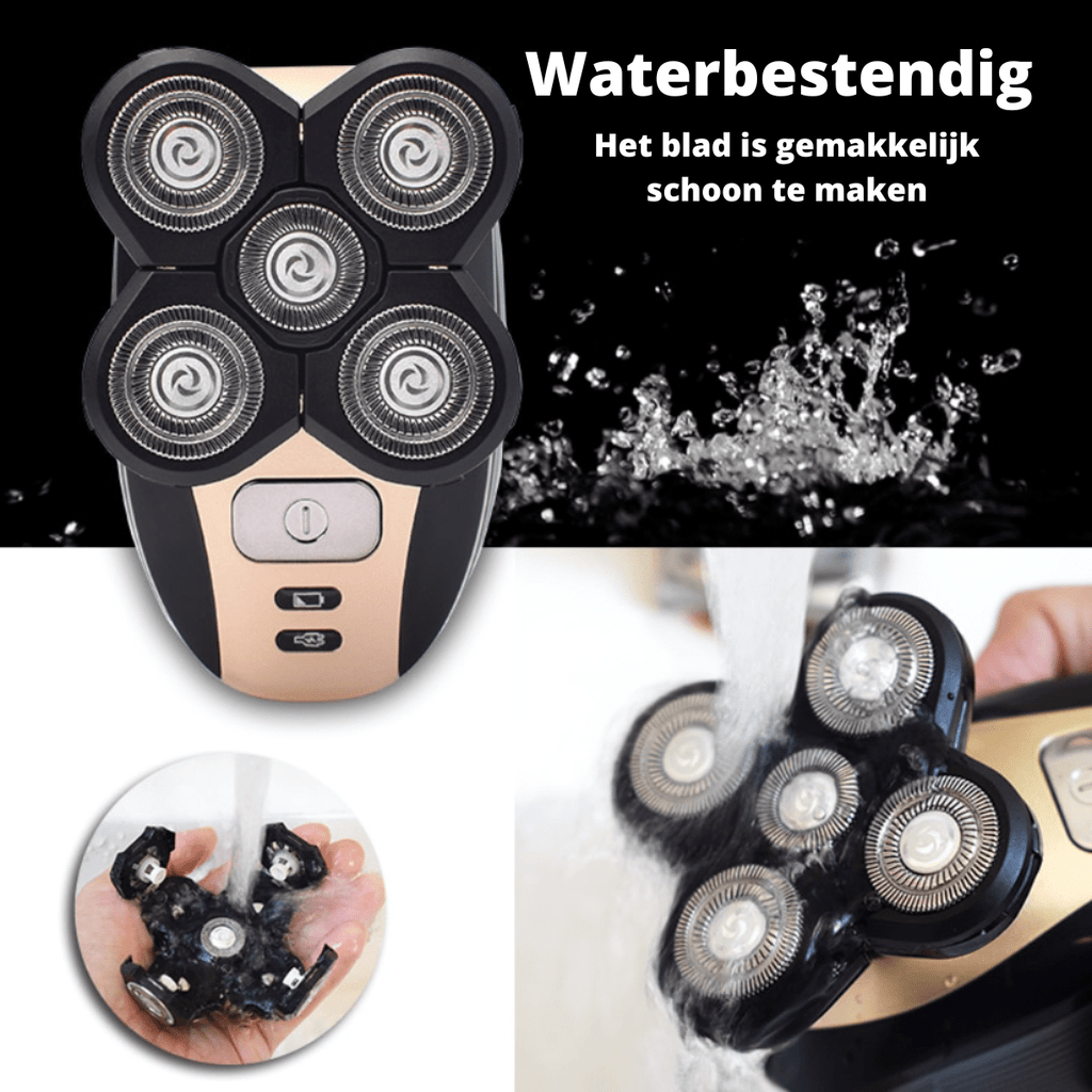 5-in-1 trimmer with floating shaving heads & accessories