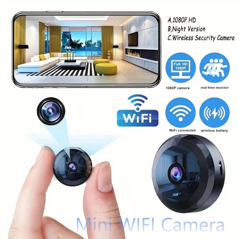 Magnetic Mini Wi-Fi Security Camera with 1080p HD, Night Vision and Motion Detection
