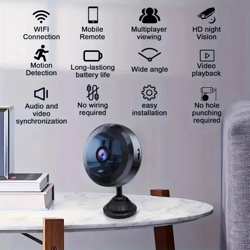 Magnetic Mini Wi-Fi Security Camera with 1080p HD, Night Vision and Motion Detection
