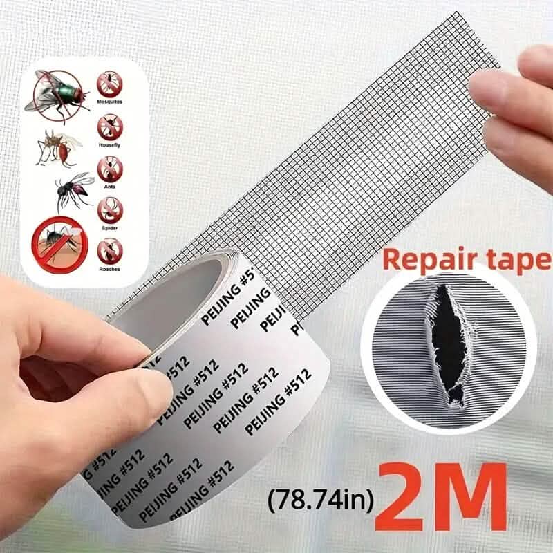 Self-adhesive window screen tape net repair patch