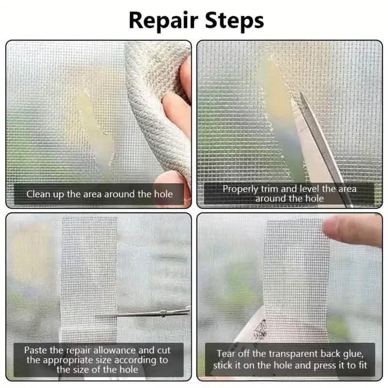 Self-adhesive window screen tape net repair patch