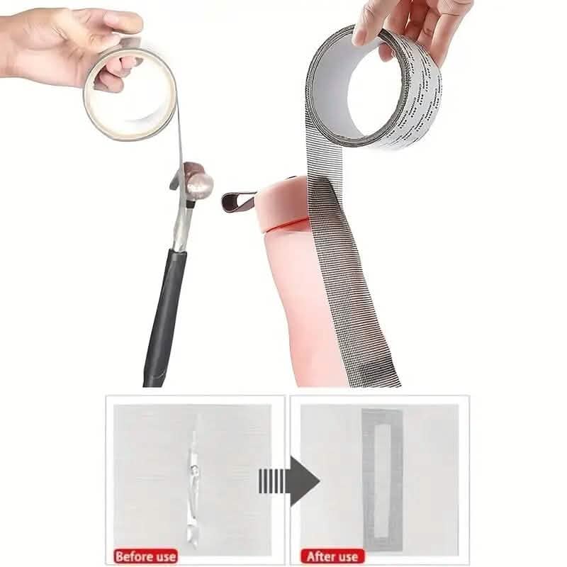 Self-adhesive window screen tape net repair patch