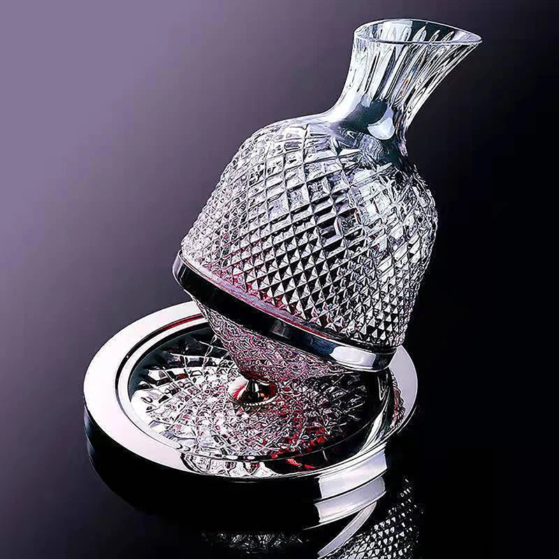 Rotating Crystal Decanter at a High Level
