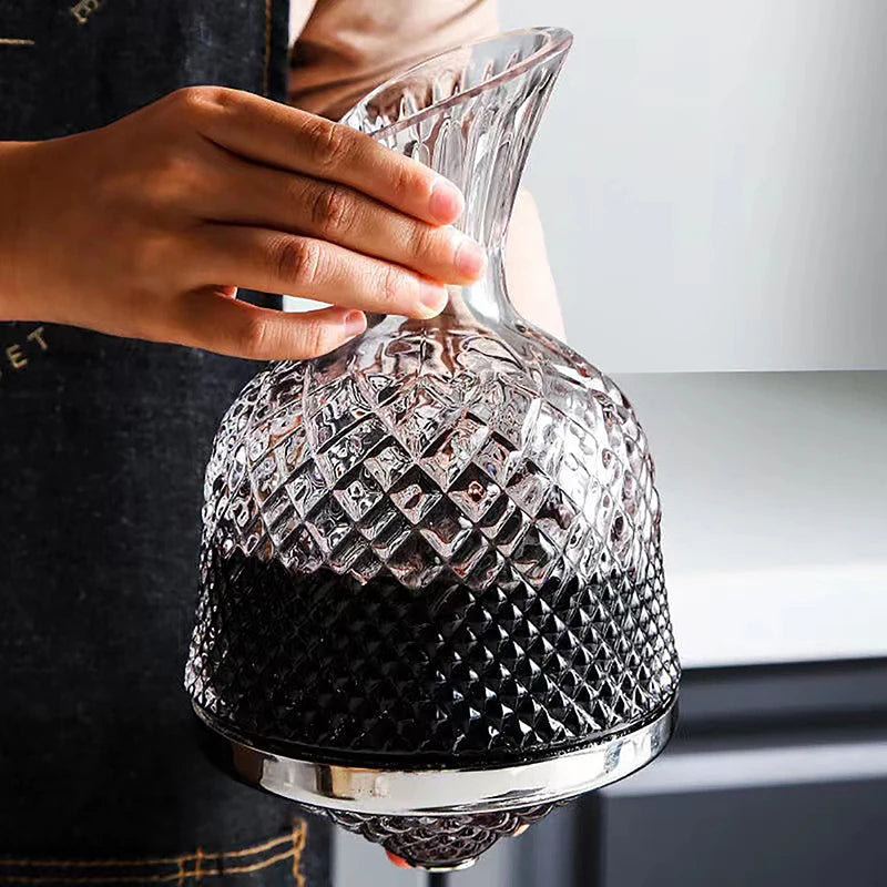 Rotating Crystal Decanter at a High Level