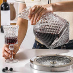 Rotating Crystal Decanter at a High Level
